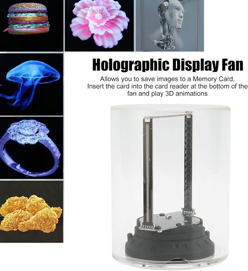 Heayzoki 3D Hologram Fan, Projector Hologram Advertising Fan with 3.9 Inch Clear Cover and 160 LED, Built in 32GB Memory Card, for Business Store Signs - Image 2
